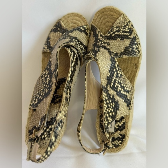 Diane Von Furstenberg Women’s Sylvie Leather Espadrille Wedge Sandals Size 8.5 - Picture 7 of 11